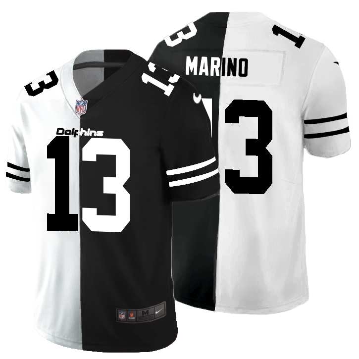 Miami Dolphins #13 Dan Marino Men Black V White Peace Split Nike Vapor Untouchable Limited NFL Jersey->miami dolphins->NFL Jersey